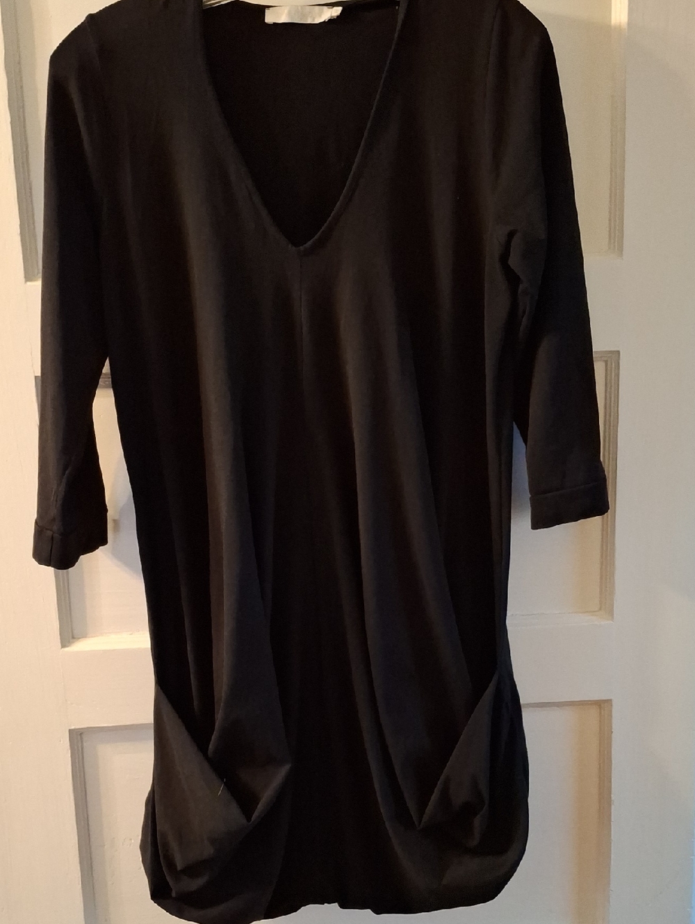 Anne Fontaine Black V-Neck Draped Tunic